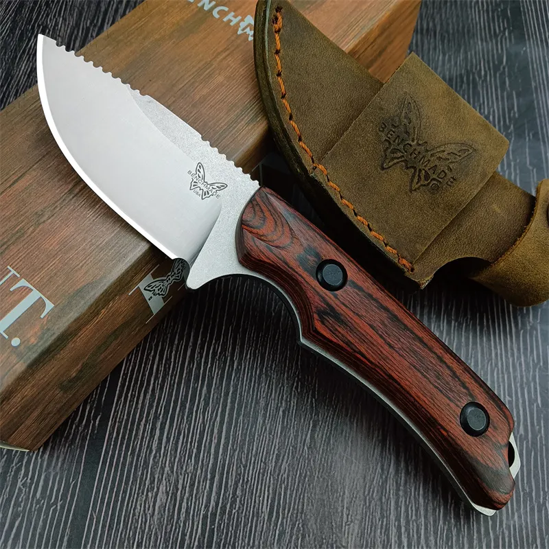 Benchmade Canyon Straight Knife Wood Handle For Hunting - Woknives