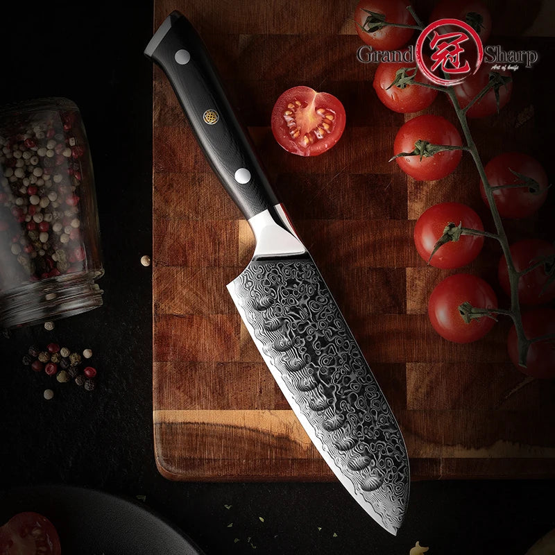 5 Inch Santoku Knife Japanese Damascus Stainless Steel 67 Layers Japanese Damascus Kitchen Knives Professional Chef's Tools