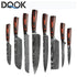 Chef knife 1-10 Pcs Set Kitchen Knives Laser Damascus Pattern Sharp Japanese Santoku Knife Cleaver Slicing Utility Knife