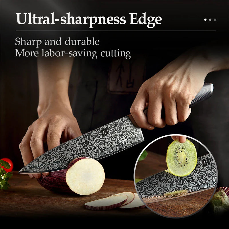 XINZUO 8'' Chef Knife Gyuto Knife Japanese Style VG10 Damascus Kitchen Knives Stainless Steel Butcher Knife Pakka Wood Handle