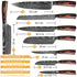 Chef knife 1-10 Pcs Set Kitchen Knives Laser Damascus Pattern Sharp Japanese Santoku Knife Cleaver Slicing Utility Knife