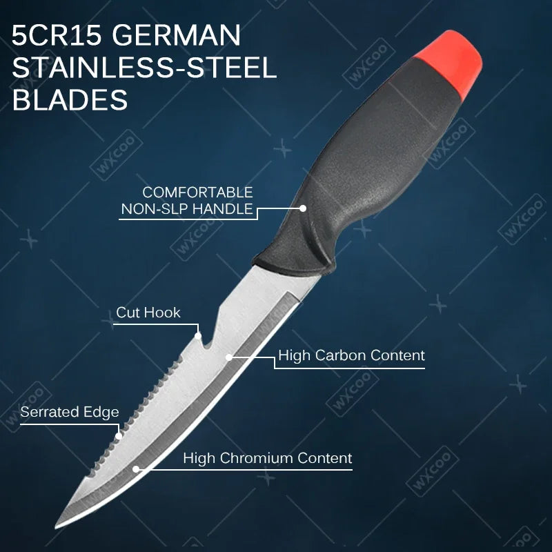 WXCOO Fish Filleting Knife Stainless Steel Ultra-sharp Boning Knife Multi-purpose Meat Cleaver Sushi Slicer Fruit Peeler Fish