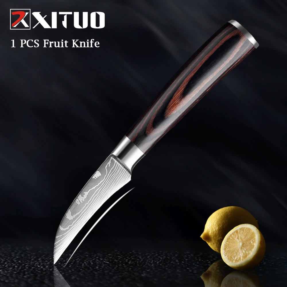 WOknives™ 1-10 Pcs Laser Damascus Kitchen Knife Set – Ultra-Sharp Japanese Chef, Santoku & Cleaver Set