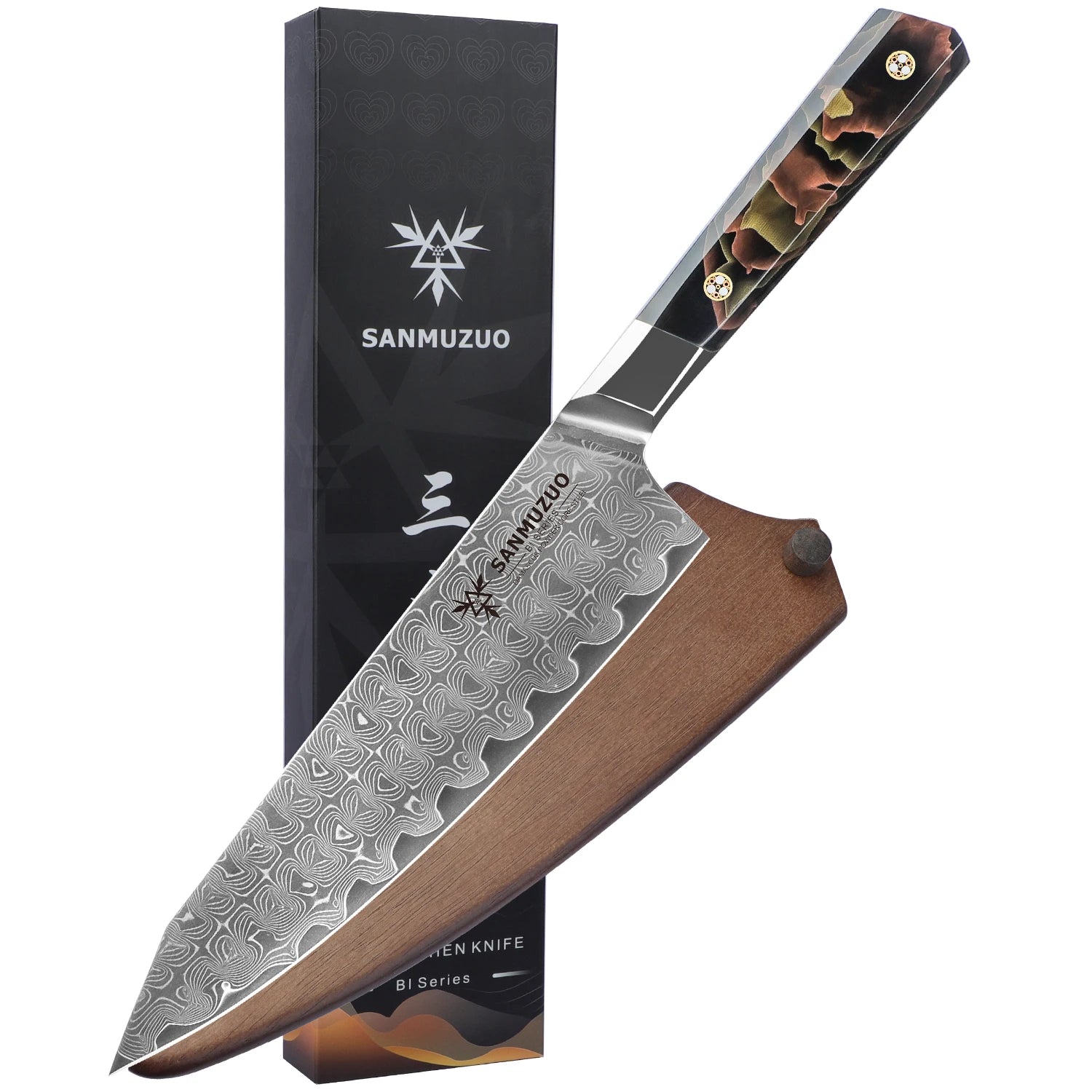 Woknives™ 8-Inch BI Series Damascus Chef Knife – Premium 101-Layer Powder Steel Kit