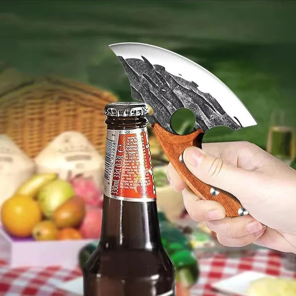 Multifunctional Kitchen Knife Forged Knife Meat Cleaver Stainless Steel Boning Knife with Bottle Opener Portable Pocket Knife