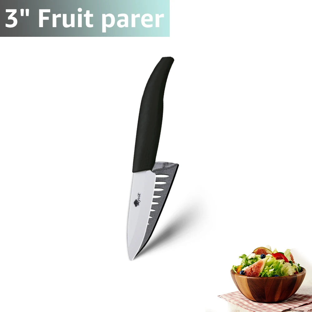 Ceramic Knife 3 4 5 inch + 6 inch Kitchen Knives Serrated Bread White Blade Fruit Chef Knife Vege Cook Tool