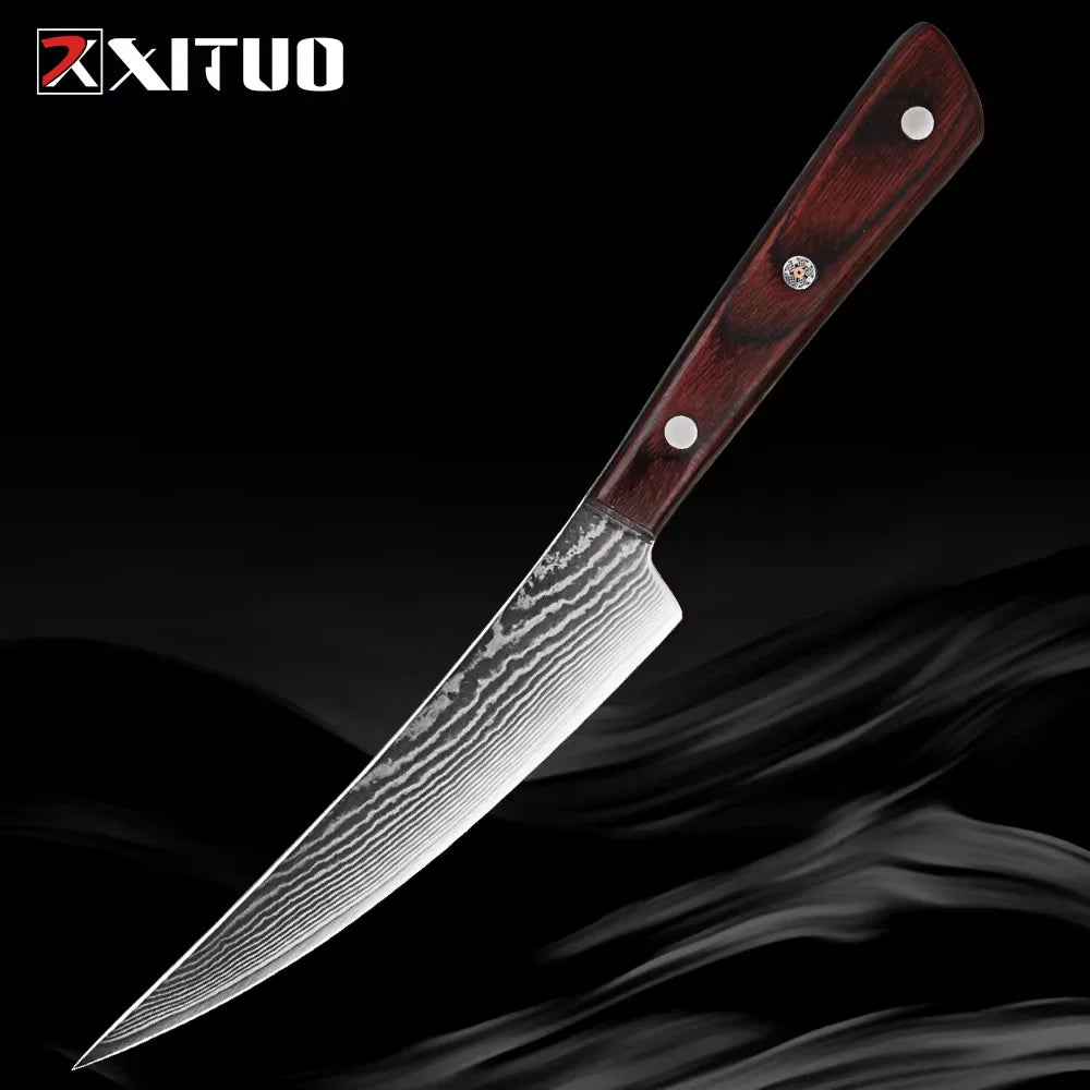 Woknives™ Pro Japanese Damascus Steel Boning Knife – Razor Sharp Full Tang Fillet Knife