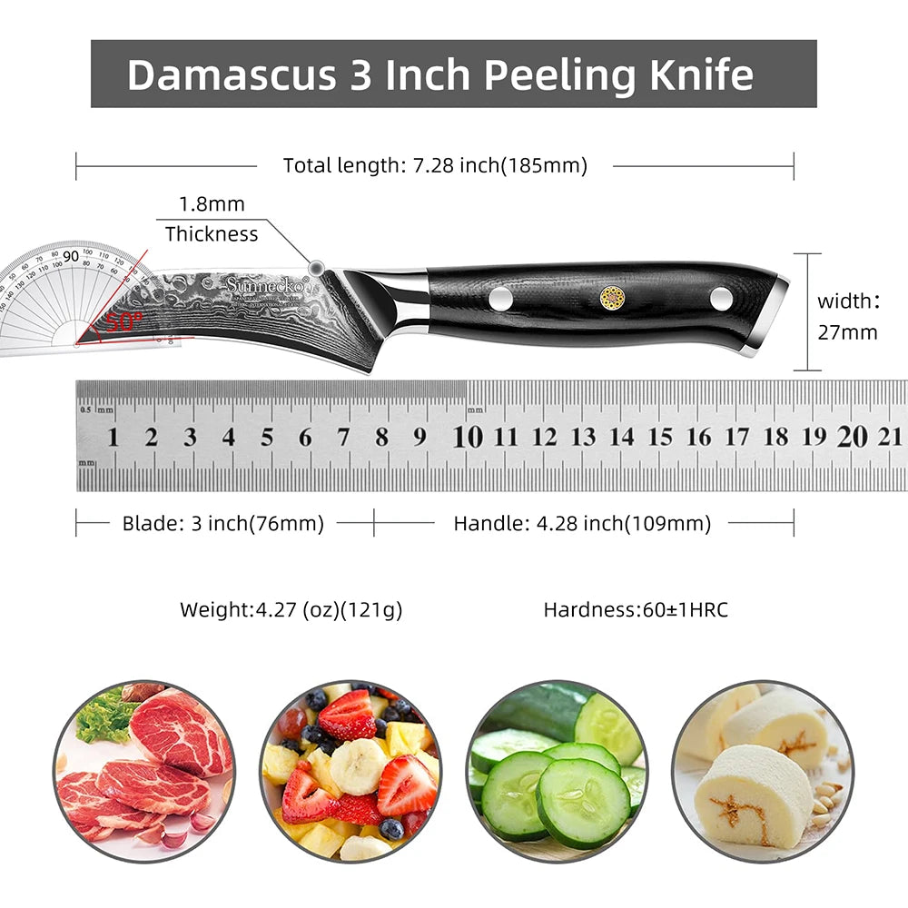 Woknives™ Classic Series 5-Inch VG10 Damascus Steel Utility Paring Knife – Premium G10 Handle