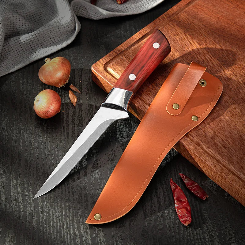 WOKNIVES™ Heavy-Duty 6-Inch Stainless Steel Butcher Knife – Pro Bone Cleaver & Pointed Meat Cutting Kitchen Tool with Protective Cover
