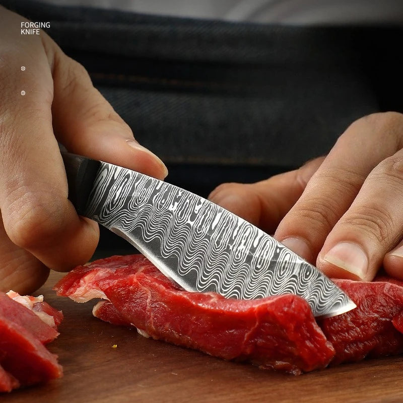 WOKNIVES™ Heavy-Duty Forged Boning & Butcher Knife – Damascus Pattern Barbecue Machete Cleaver