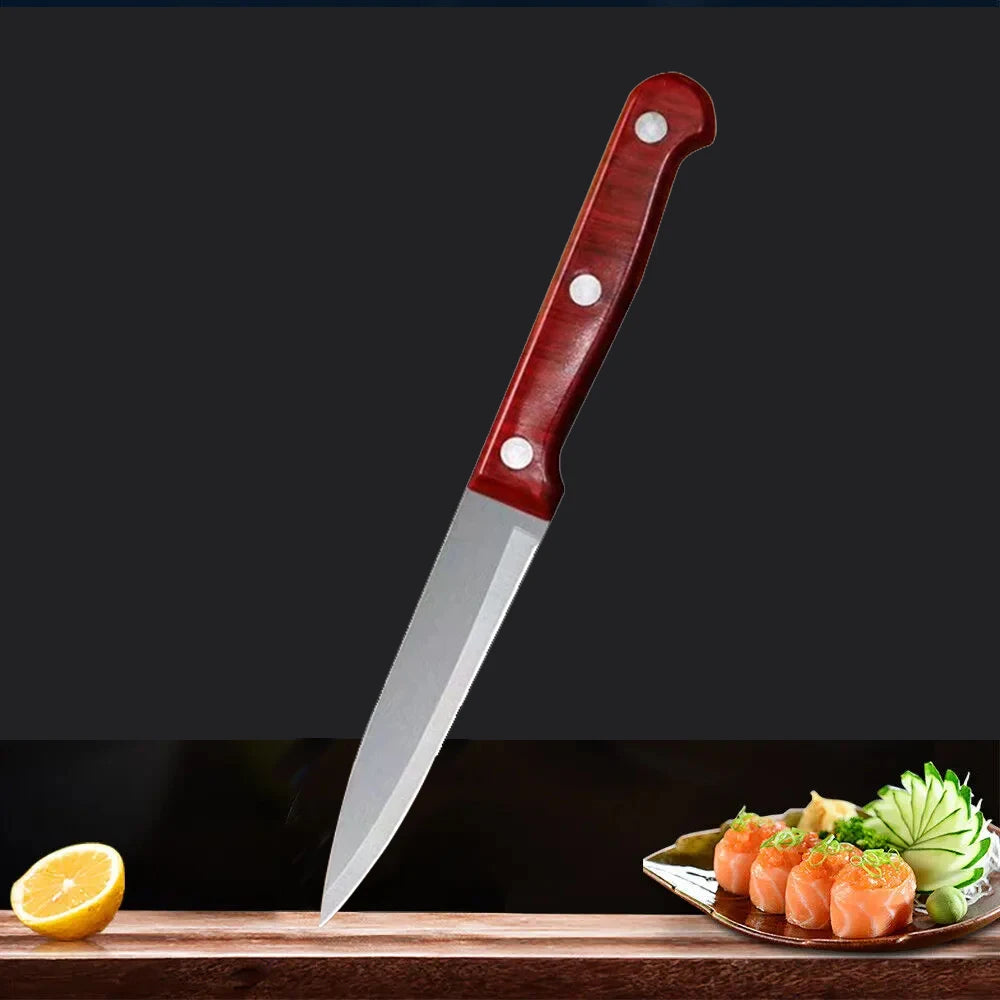 Fruit knife Sharp stainless steel kitchen knife Paring knife Imitation wood plastic handle knife perfect for home cooking knives