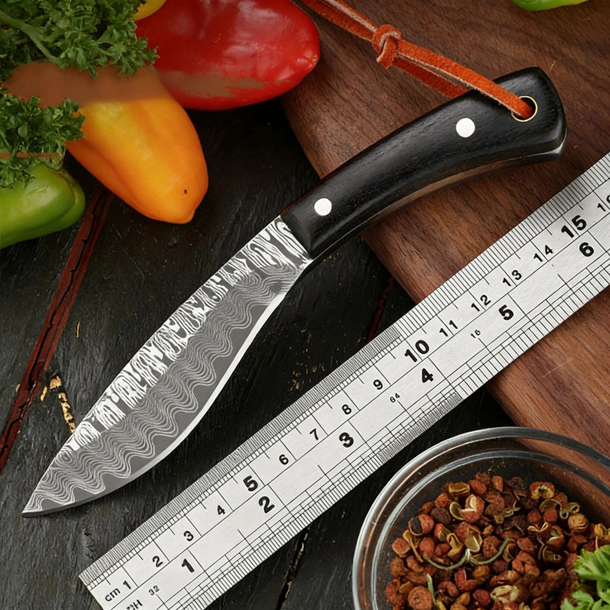 WOKNIVES™ Heavy-Duty Forged Boning & Butcher Knife – Damascus Pattern Barbecue Machete Cleaver