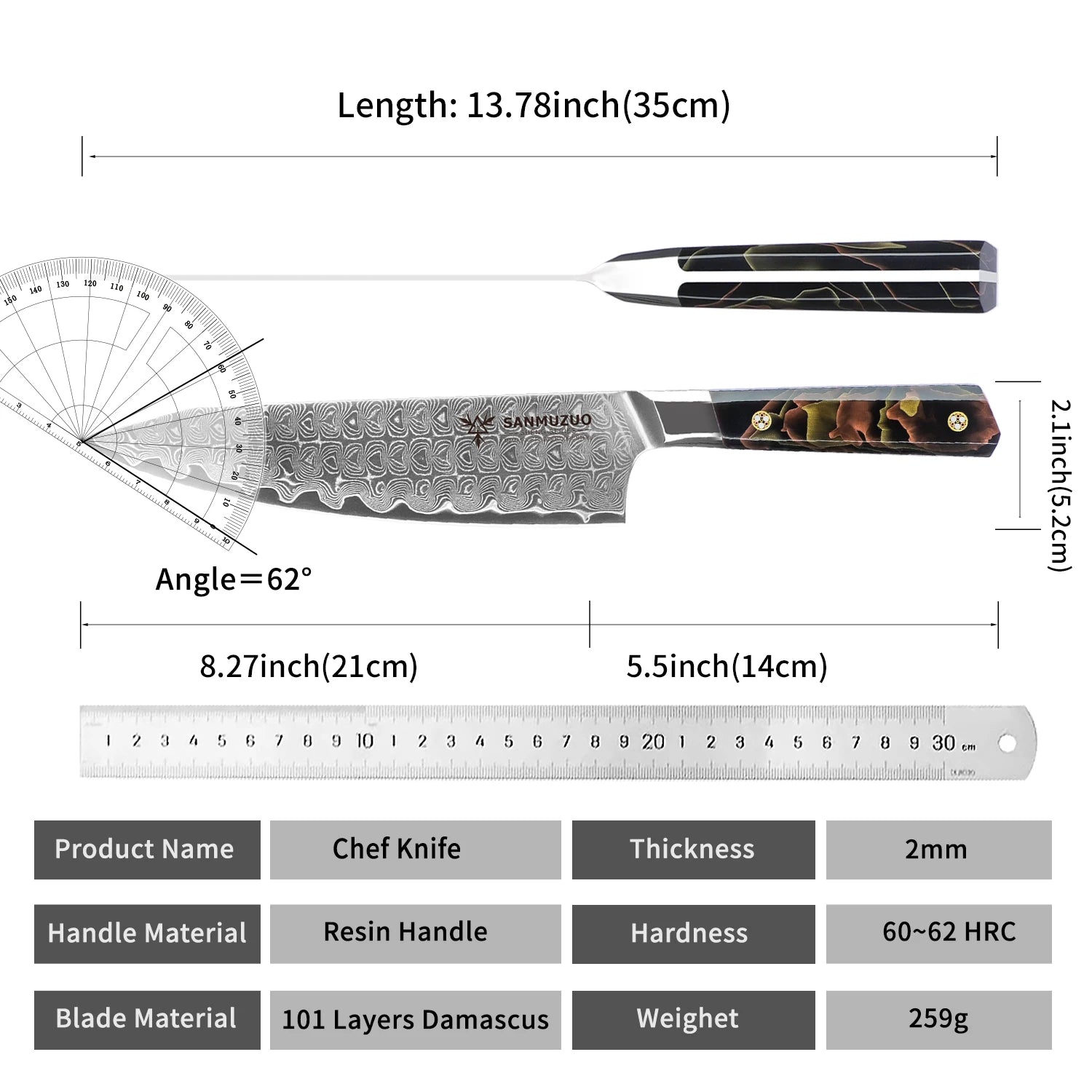 Woknives™ 8-Inch BI Series Damascus Chef Knife – Premium 101-Layer Powder Steel Kit