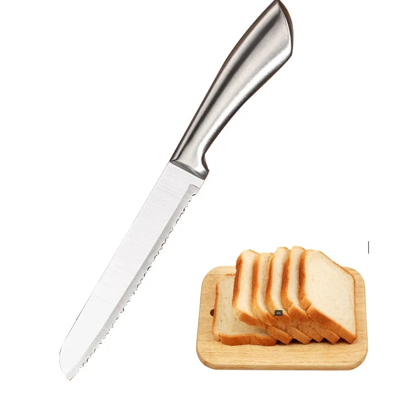 All Steel Professional Kitchen Knife Set 7inch Santoku Knife Meat Cleaver Boning Knife  Bread Cutting Kitchen Accessories