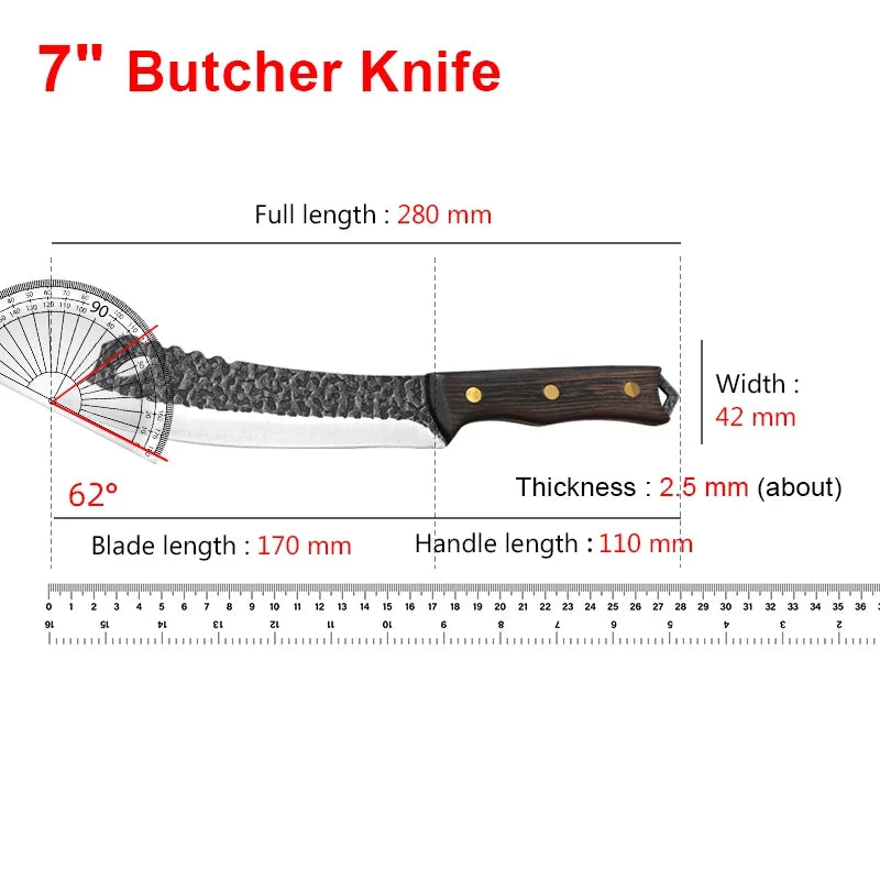 Handmade Kitchen Knives Stainless Steel Blade Wood Handle Chef Cooking Cleaver Meat Slicing Fruit Vegetable Butcher Boning Knife