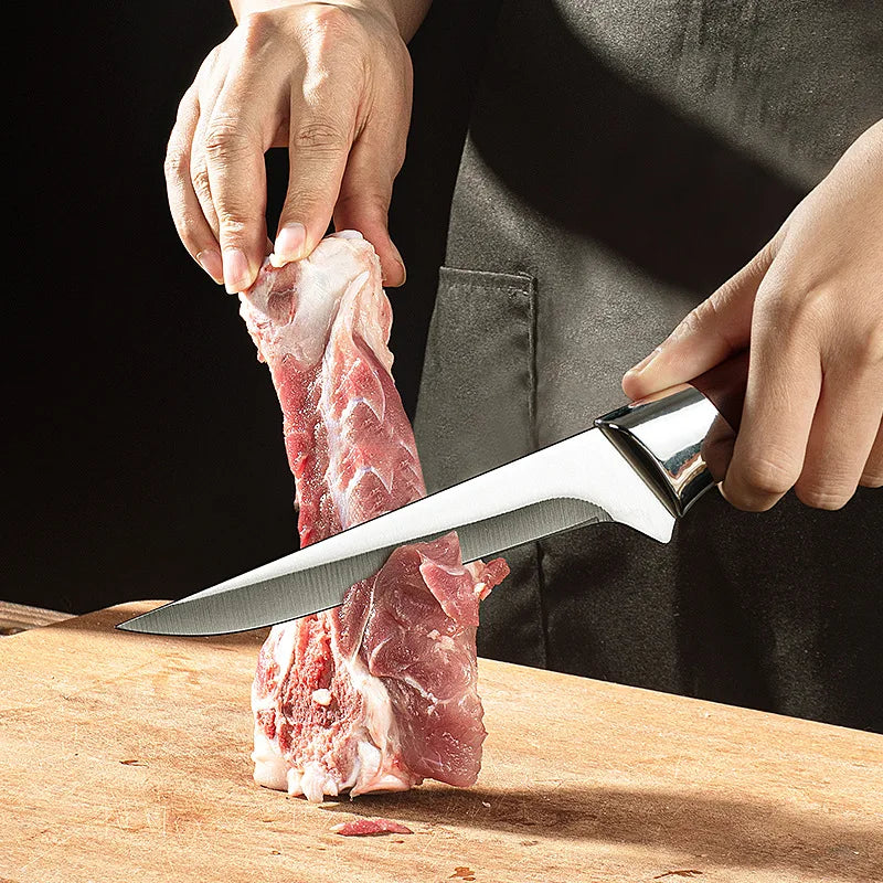 WOKNIVES™ Heavy-Duty 6-Inch Stainless Steel Butcher Knife – Pro Bone Cleaver & Pointed Meat Cutting Kitchen Tool with Protective Cover