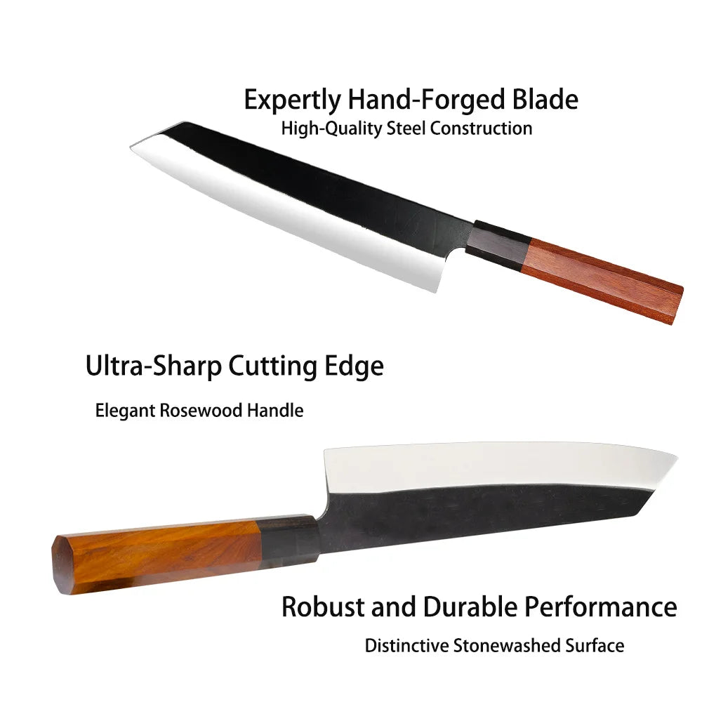 Japanese Kiritsuke Knife with Octagon Handle,  8" Gyuto Kitchen Chef Knives, Sharp Blade Salmon Tool, New Gift