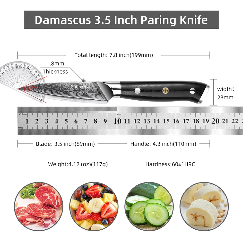 Woknives™ Classic Series 5-Inch VG10 Damascus Steel Utility Paring Knife – Premium G10 Handle