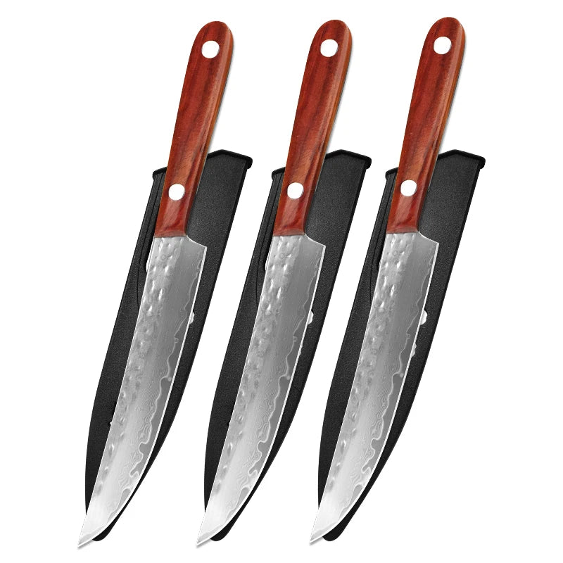 Woknives™ Real Damascus Steel Paring Knife with Handmade Forged Wooden Handle