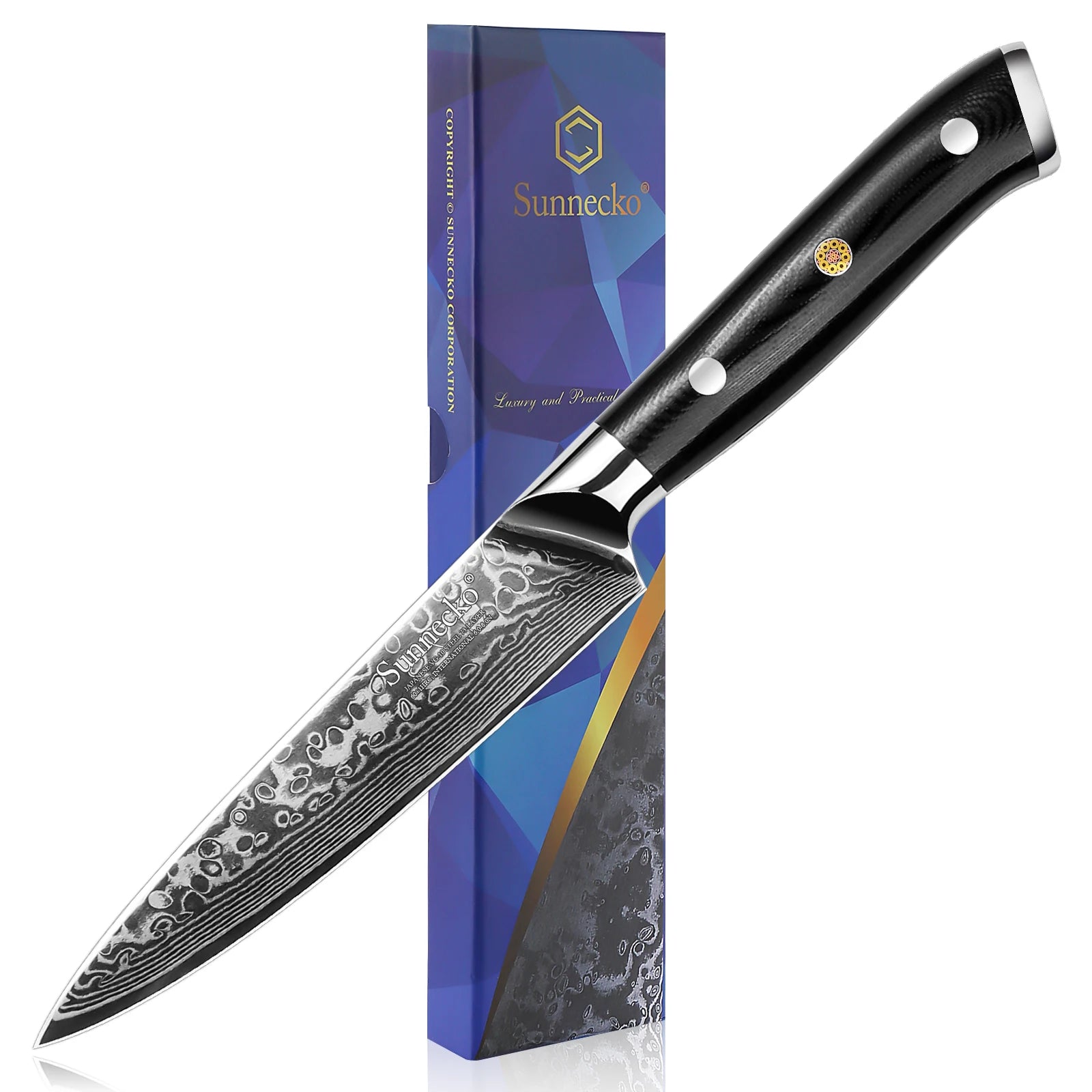 Woknives™ Classic Series 5-Inch VG10 Damascus Steel Utility Paring Knife – Premium G10 Handle
