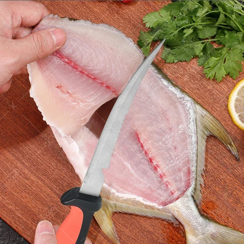 WXCOO Fish Filleting Knife Stainless Steel Ultra-sharp Boning Knife Multi-purpose Meat Cleaver Sushi Slicer Fruit Peeler Fish