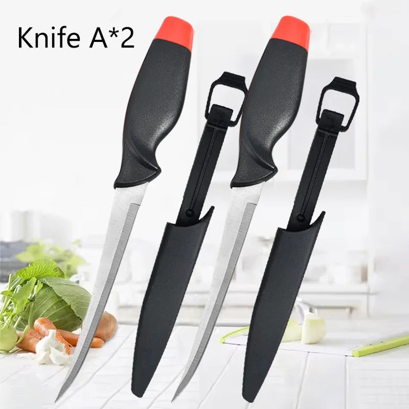 WXCOO Fish Filleting Knife Stainless Steel Ultra-sharp Boning Knife Multi-purpose Meat Cleaver Sushi Slicer Fruit Peeler Fish