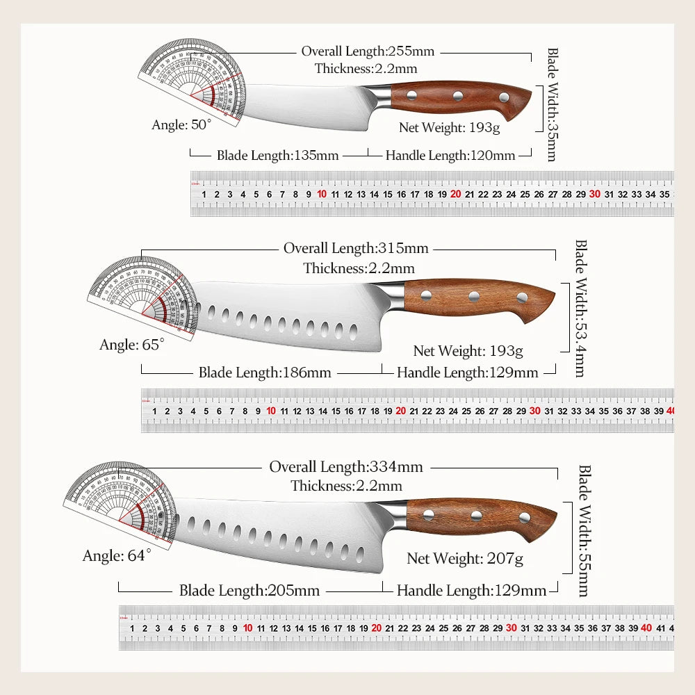 HEZHEN 1PC or 5PC Kitchen Knife Set 1.4116 steel Red Wood Handle Cook Tools Core Blade Kitchen Knife Accessories Box Packing