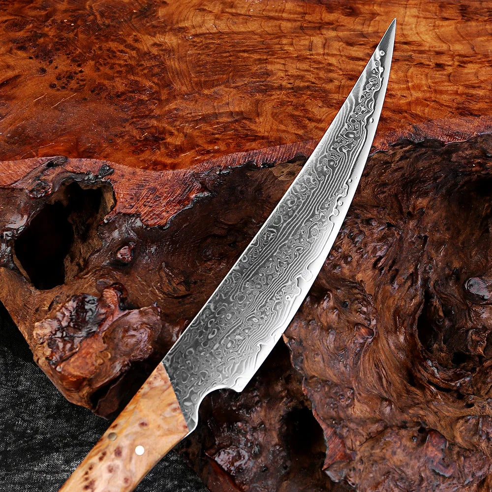 WOKNIVES™ Premium 5.5-Inch Japanese Damascus Steel Utility Knife – Full Tang Pakkawood Handle Curved Peeling Blade