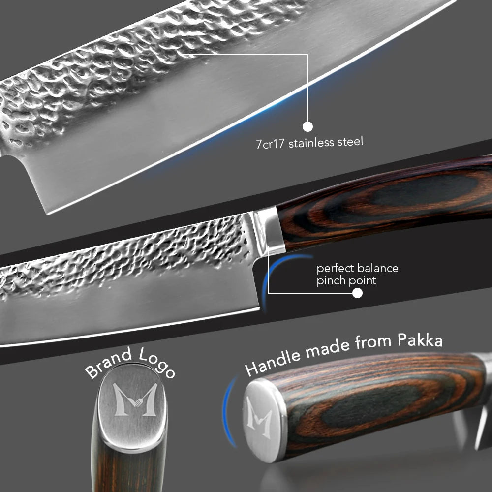 WOKNIVES™ Professional 7-Inch High-Carbon Stainless Steel Chef Knife – Ultra-Hard 7Cr17 440C Meat & Utility Slicer
