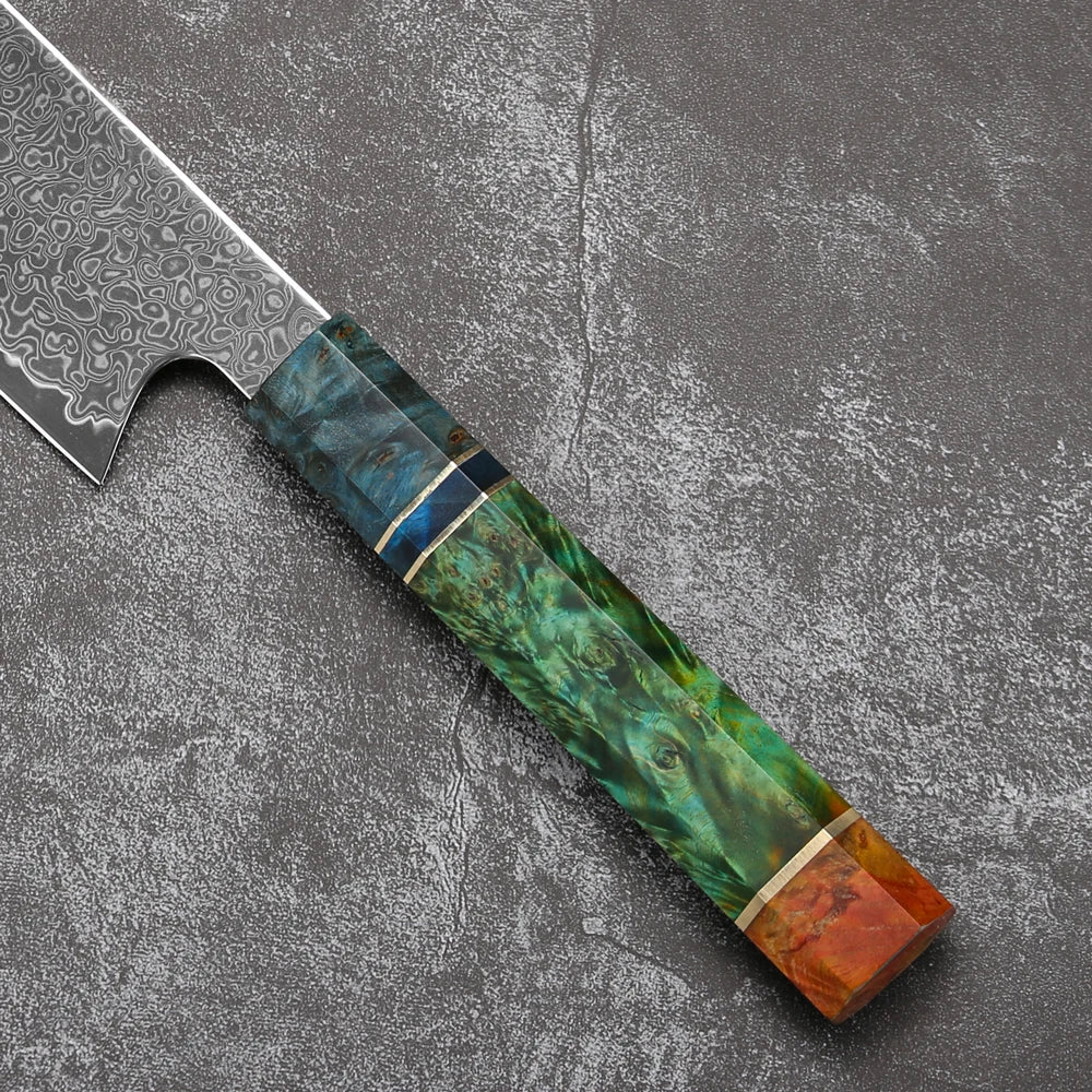 WOKNIVES™ Premium 8-Inch Damascus Chef Knife – 67-Layer VG10 Core with Unique Stabilized Colored Wood Handle