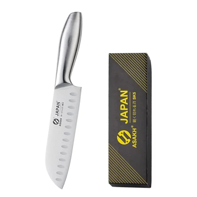 All Steel Professional Kitchen Knife Set 7inch Santoku Knife Meat Cleaver Boning Knife  Bread Cutting Kitchen Accessories