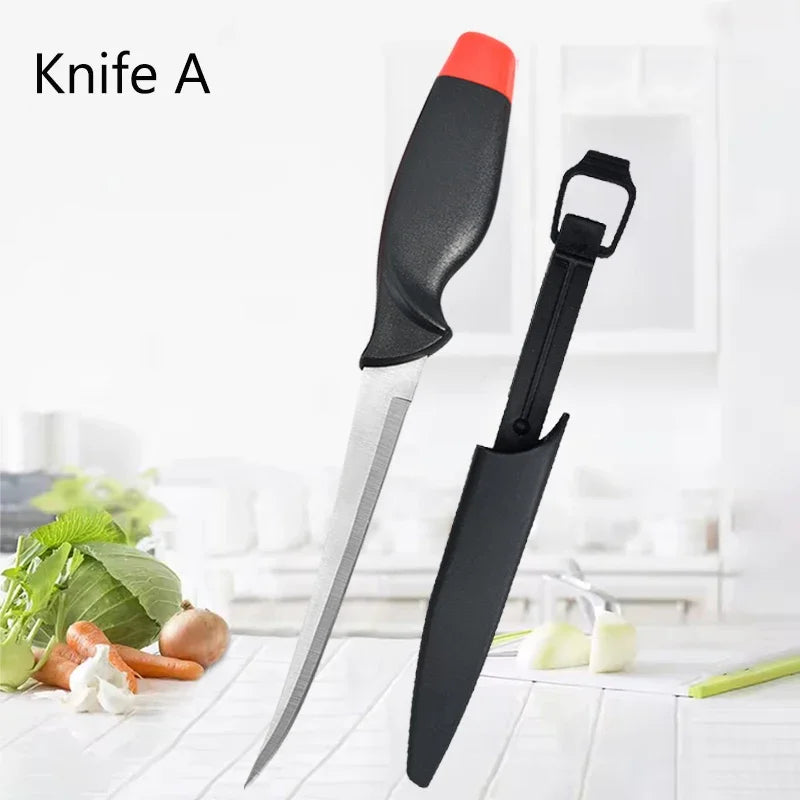 WXCOO Fish Filleting Knife Stainless Steel Ultra-sharp Boning Knife Multi-purpose Meat Cleaver Sushi Slicer Fruit Peeler Fish