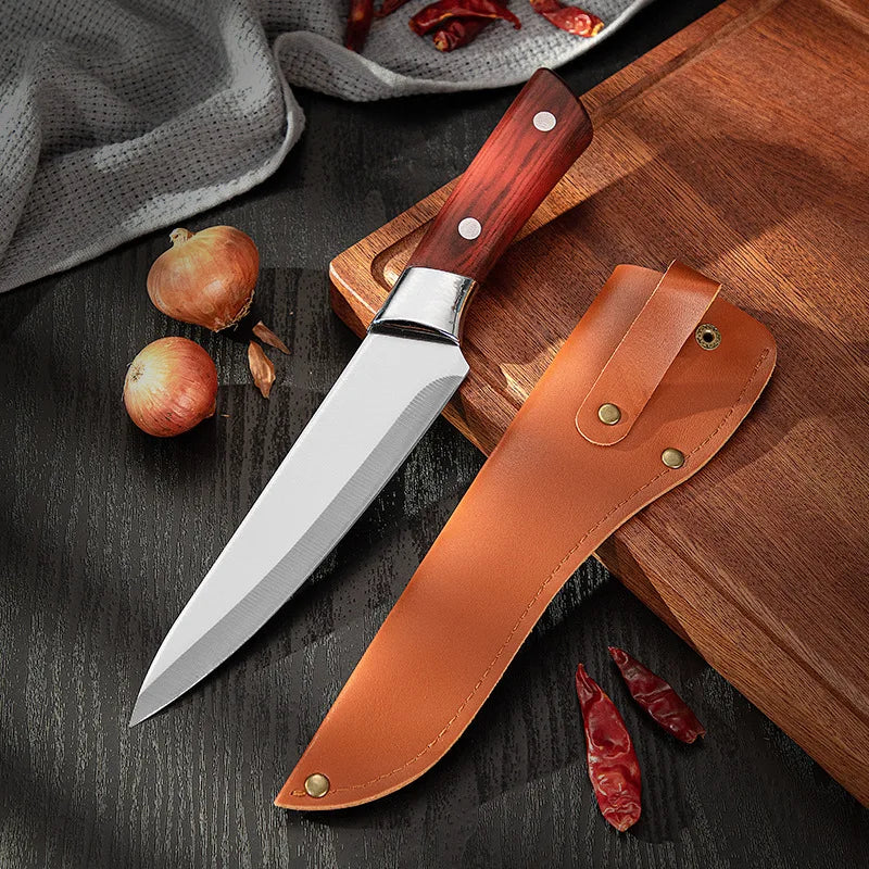 WOKNIVES™ Heavy-Duty 6-Inch Stainless Steel Butcher Knife – Pro Bone Cleaver & Pointed Meat Cutting Kitchen Tool with Protective Cover