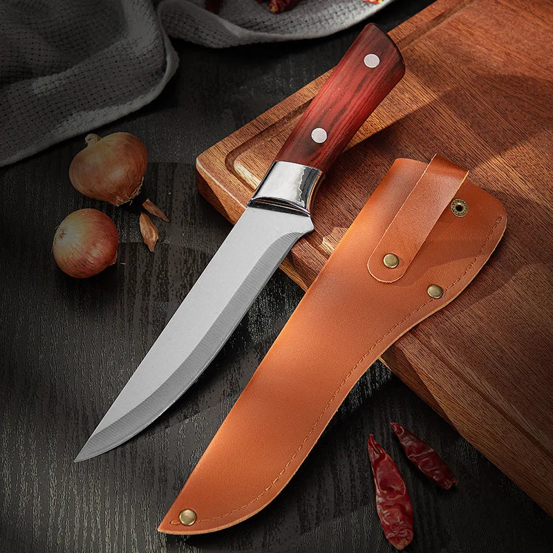 WOKNIVES™ Heavy-Duty 6-Inch Stainless Steel Butcher Knife – Pro Bone Cleaver & Pointed Meat Cutting Kitchen Tool with Protective Cover