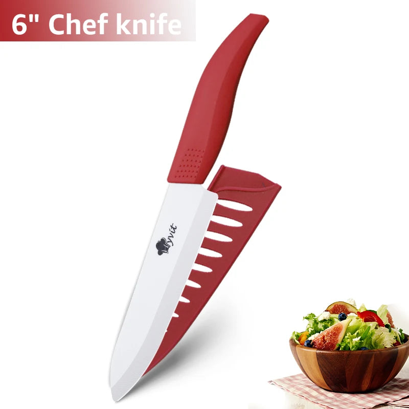 Ceramic Knife 3 4 5 inch + 6 inch Kitchen Knives Serrated Bread White Blade Fruit Chef Knife Vege Cook Tool