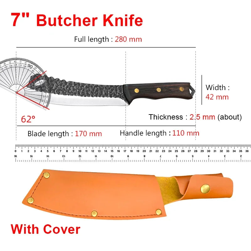 Handmade Kitchen Knives Stainless Steel Blade Wood Handle Chef Cooking Cleaver Meat Slicing Fruit Vegetable Butcher Boning Knife