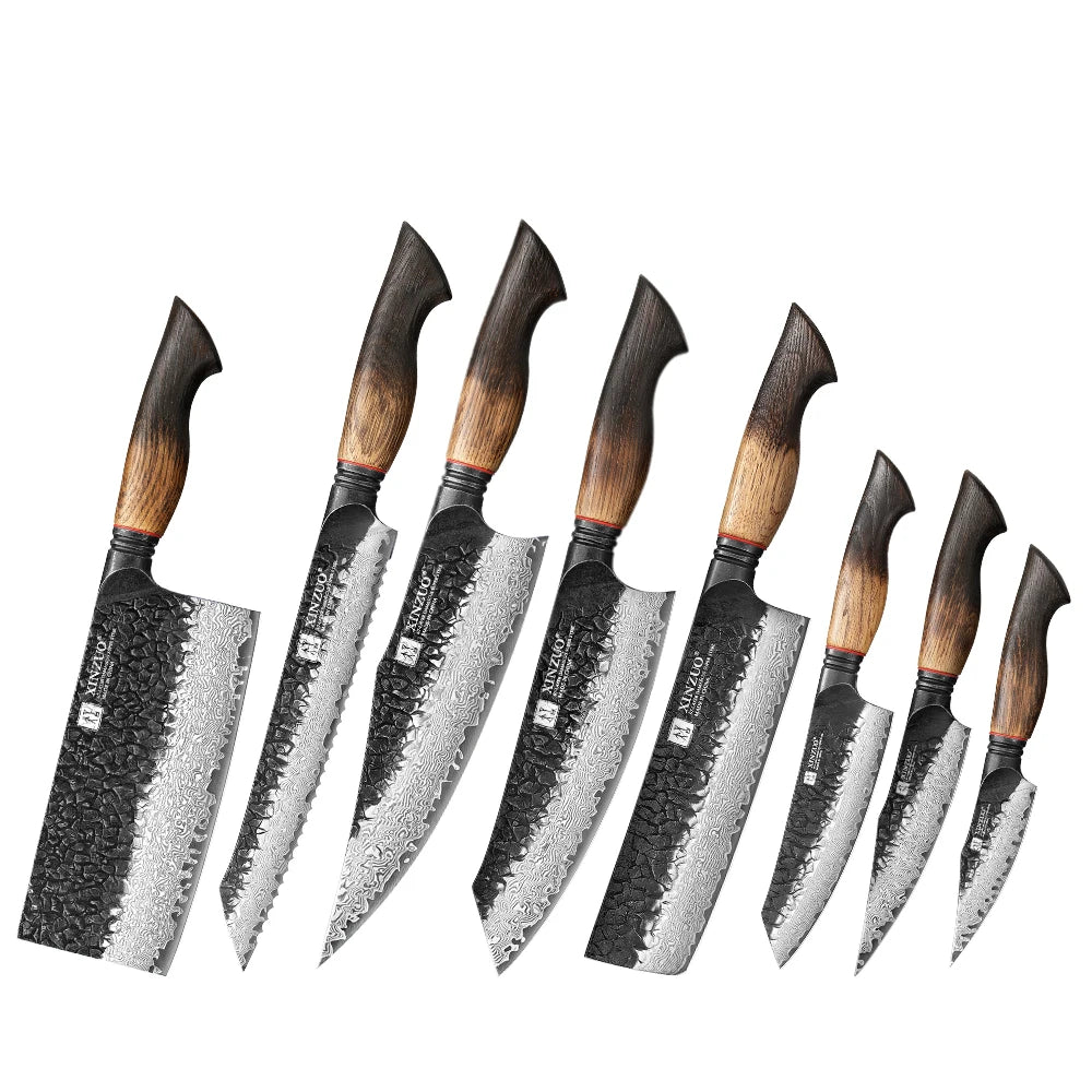 WOKNIVES™ Premium 8-Piece Damascus Steel Kitchen Knife Set – 67-Layer VG10 Core Chef & Utility Set