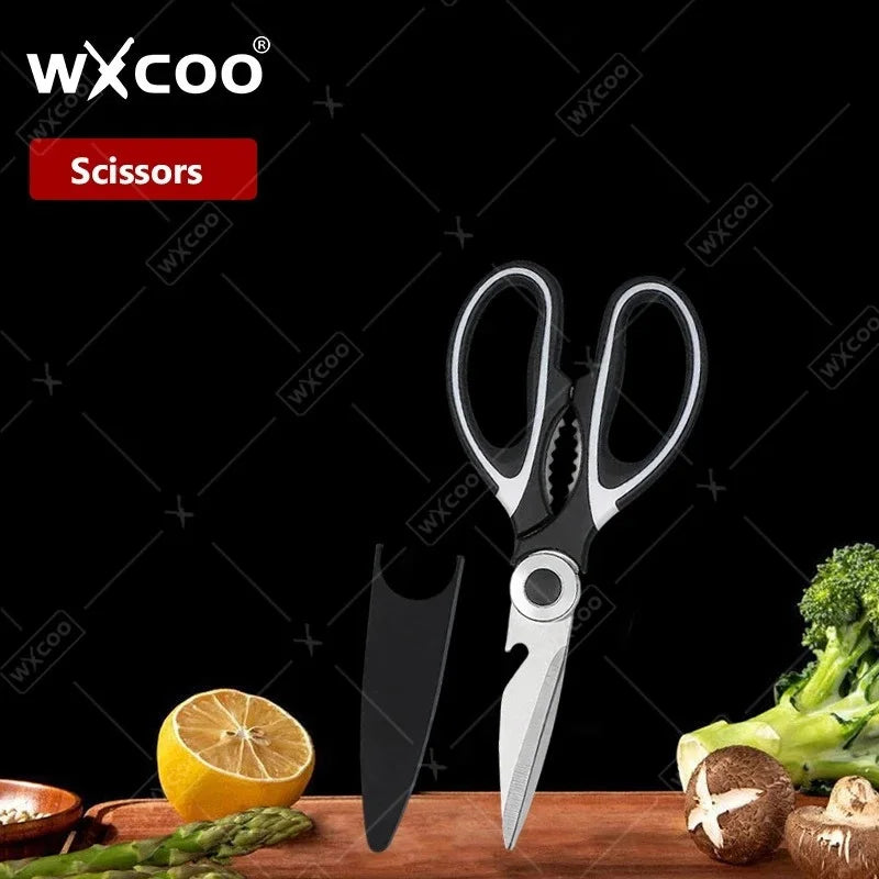 Woknives™ Stainless Steel Chef Knife Set with Laser Damascus Pattern & Knife Holder