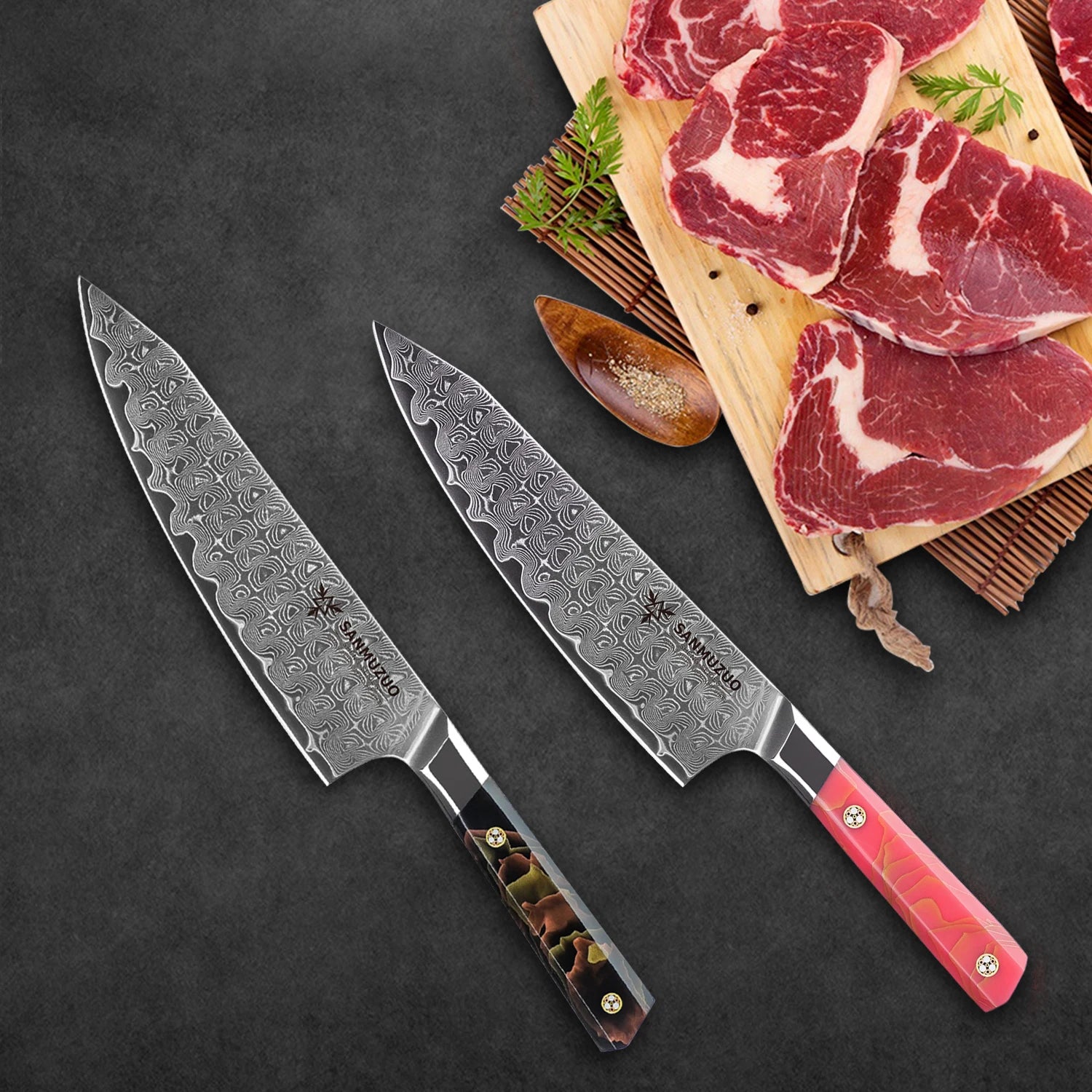 Woknives™ 8-Inch BI Series Damascus Chef Knife – Premium 101-Layer Powder Steel Kit