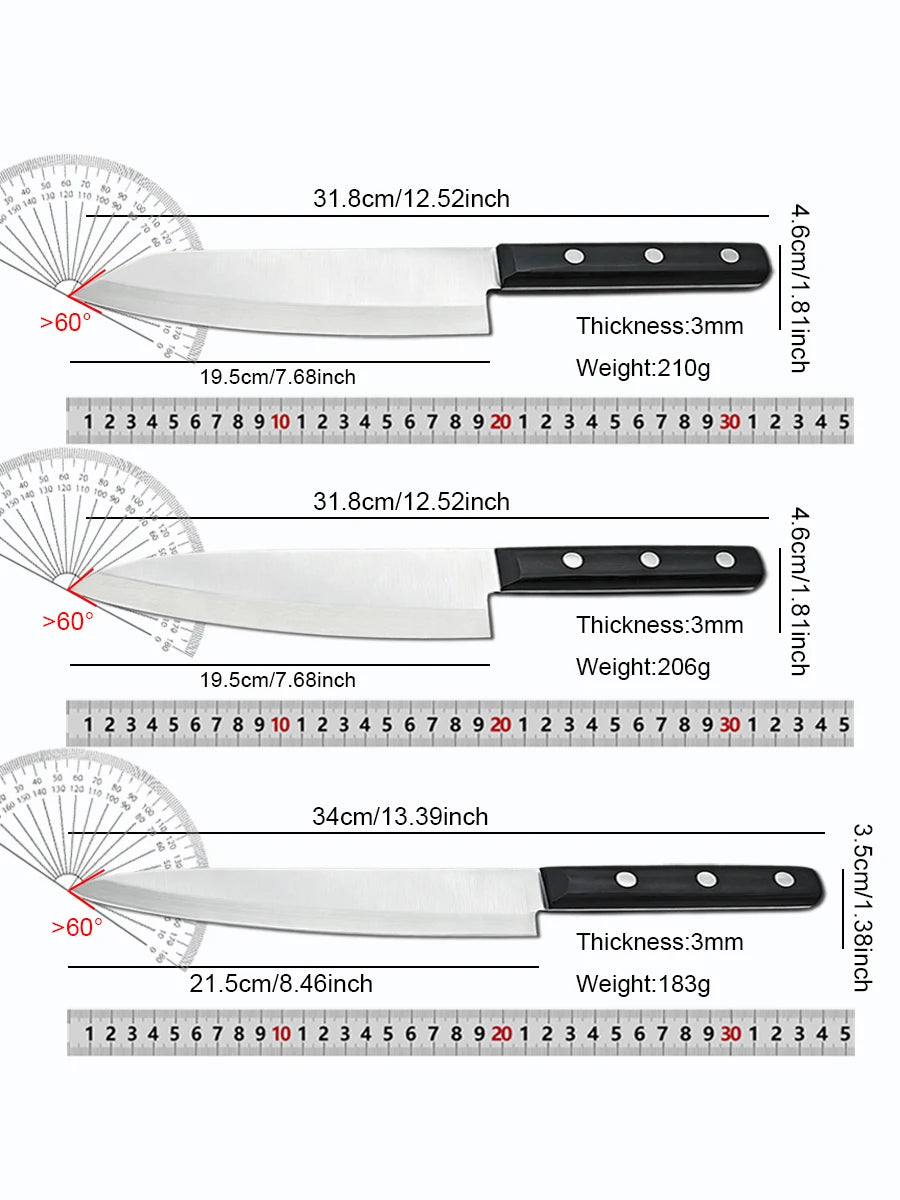 1/3pcs Professional Kitchen Chef Knife Japanese Sushi Knives Ultra Sharp Slicing Cleaver Cooking Knife for Meat/Vegetables