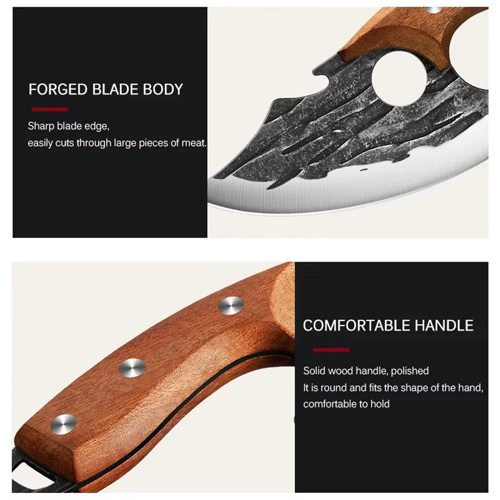 Multifunctional Kitchen Knife Forged Knife Meat Cleaver Stainless Steel Boning Knife with Bottle Opener Portable Pocket Knife