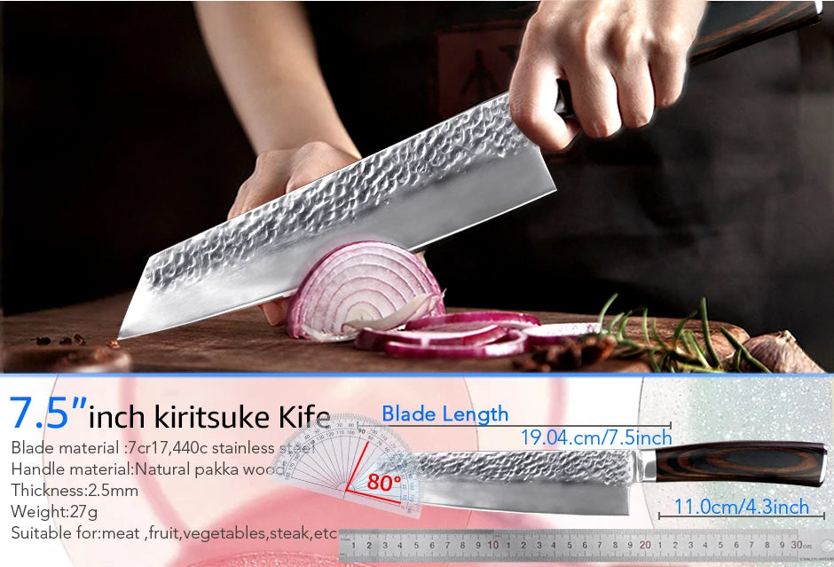 WOKNIVES™ Professional 7-Inch High-Carbon Stainless Steel Chef Knife – Ultra-Hard 7Cr17 440C Meat & Utility Slicer
