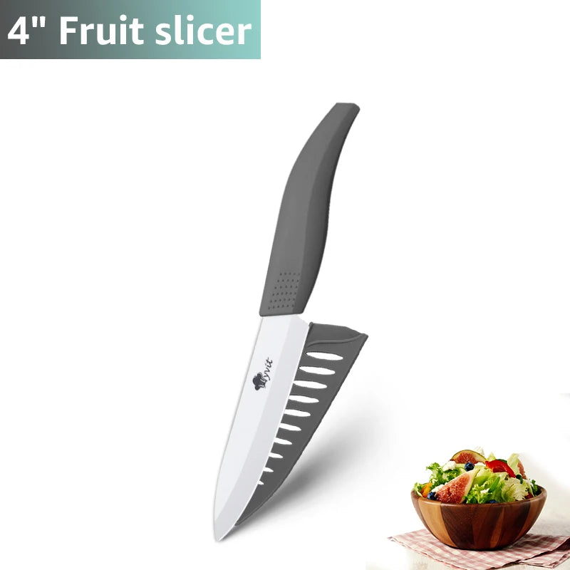 Ceramic Knife 3 4 5 inch + 6 inch Kitchen Knives Serrated Bread White Blade Fruit Chef Knife Vege Cook Tool