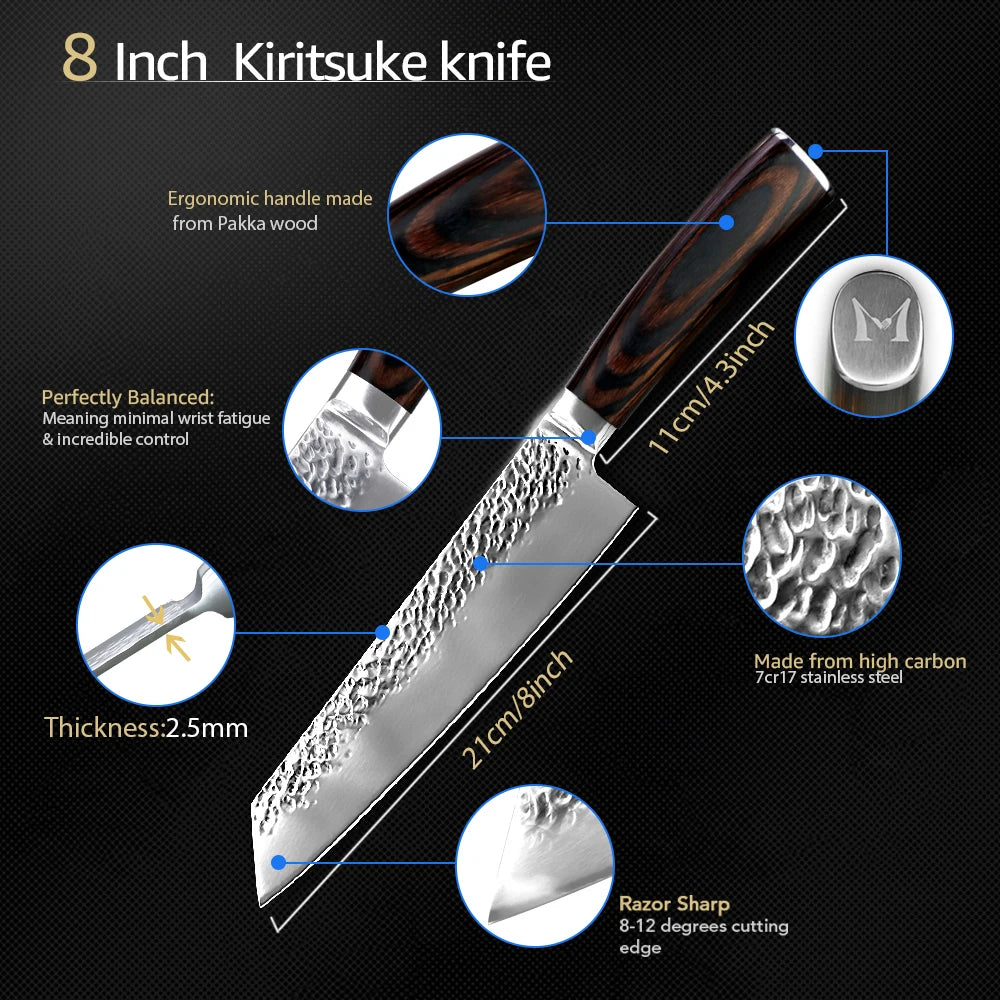 WOKNIVES™ Professional 7-Inch High-Carbon Stainless Steel Chef Knife – Ultra-Hard 7Cr17 440C Meat & Utility Slicer