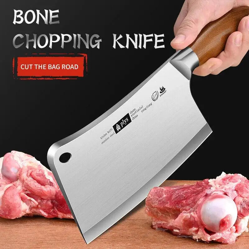Woknives™ Heavy Duty Hand Forged Bone & Meat Cleaver – Premium Full Tang Butcher Knife