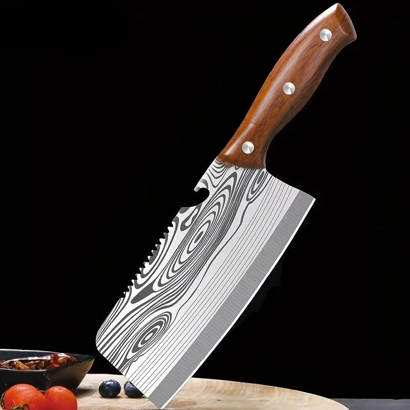 Woknives™ Classic Series Damascus Pattern Bone Cleaver – Heavy Duty 5Cr13MoV Stainless Steel Butcher Knife