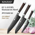 WOKNIVES™ Premium 3-Piece Damascus Steel Knife Set – 12Cr18MoV Core Utility, Santoku & Bunka Kitchen Knife Collection