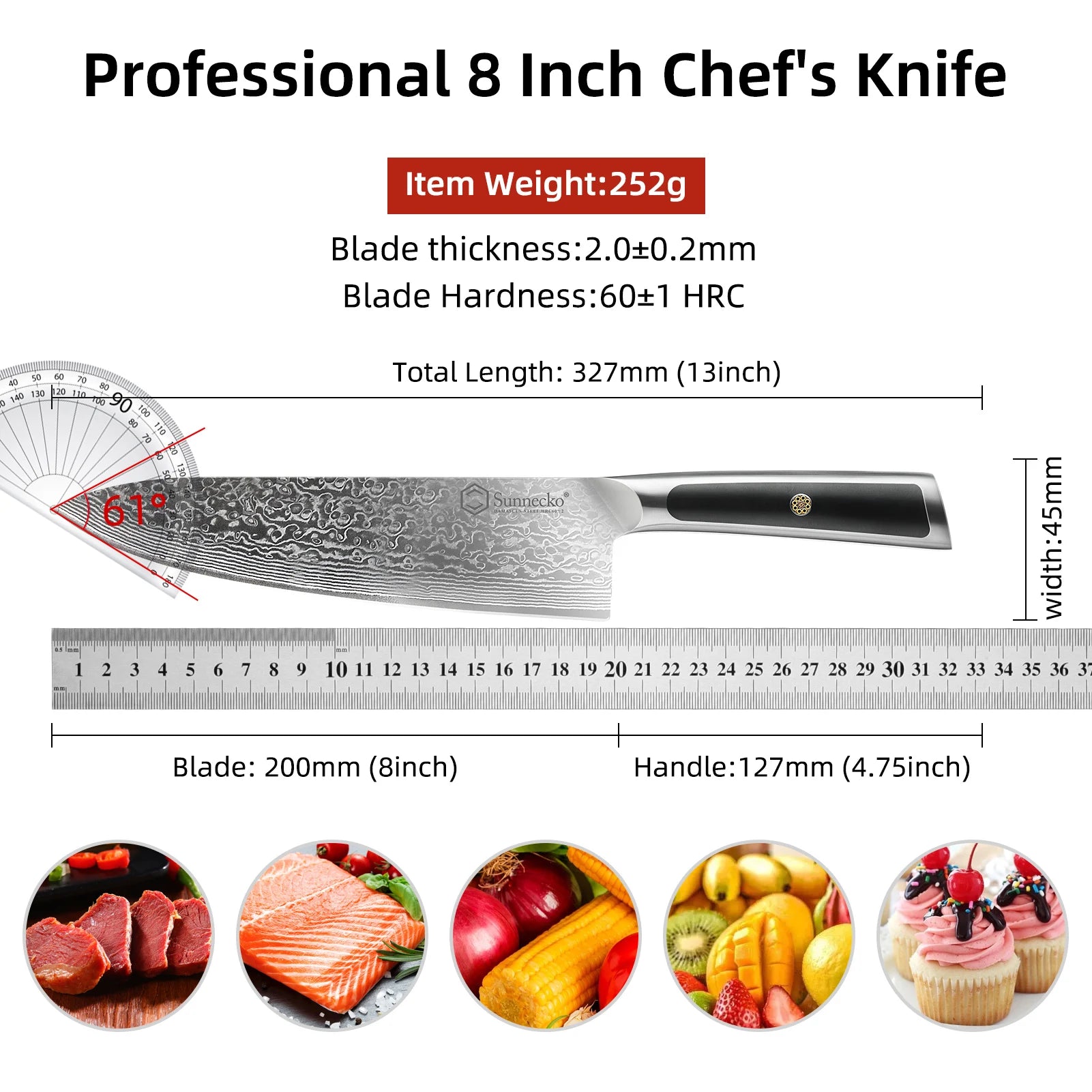 Woknives™ 8-Inch Elite Series Japanese Damascus Chef Knife – High Carbon VG10 Steel Gyuto