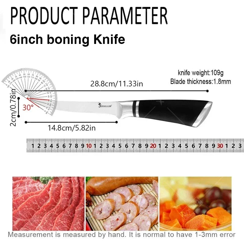 Stainless Steel Fillet Knife Boning Knife with Non-Slip Professional Japanese Fish Knives for Meat Cleaver Poultry Cutting