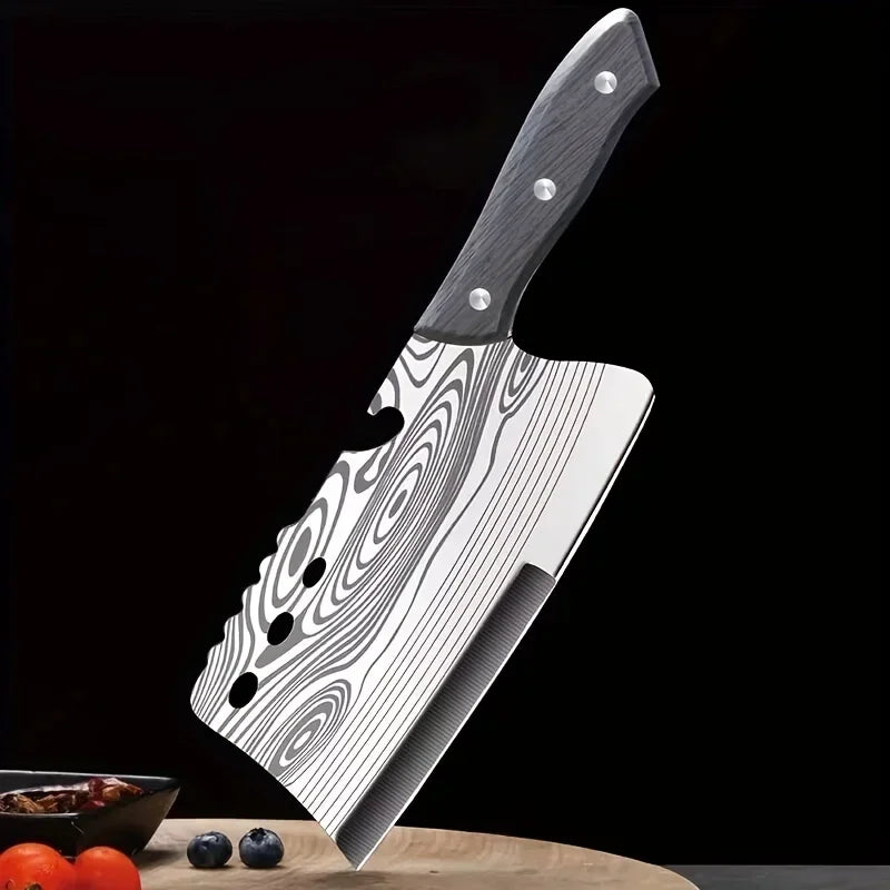 Woknives™ Classic Series Damascus Pattern Bone Cleaver – Heavy Duty 5Cr13MoV Stainless Steel Butcher Knife